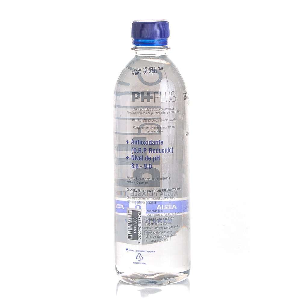 Agua Potable Tratada Ph 9 Alcalina x500mL Ph Plus
