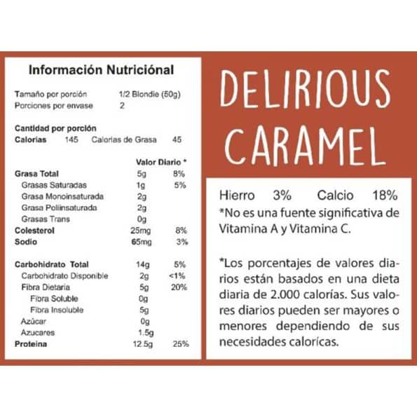 Blondie Alto En Proteina Delirious Caramel x100Gr Elemental