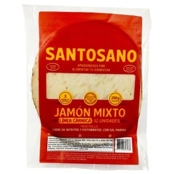 Jamón Mixto Pollo-Pavo x250Gr Santosano