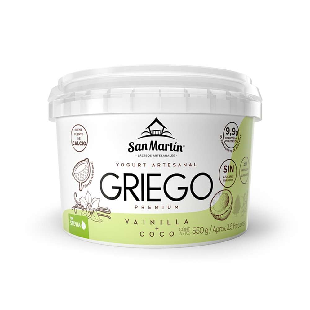 Yogurt Griego Vainilla Coco x550Gr San Martin