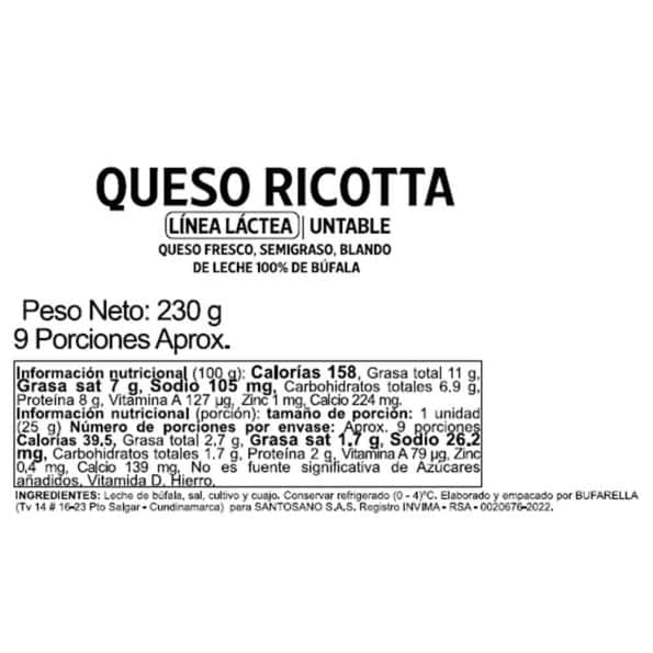 Ricotta Untable Bufala x230Gr Santosano