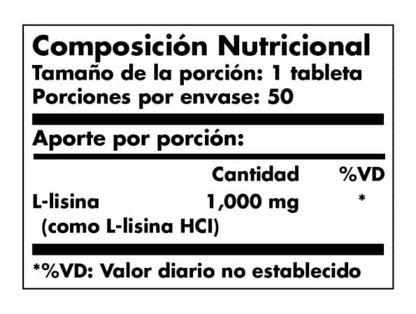 L-Lisina 1000 MG x50 Tabletas Solgar