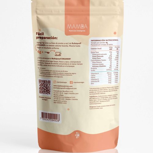 Crema no Láctea BulletProof Creamer Sabor Vainilla x80Gr MAMBA Vita