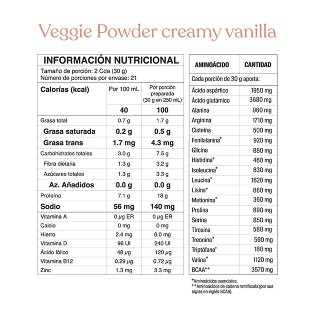 Veggie Powder Creamy Vainilla x630gr Savvy