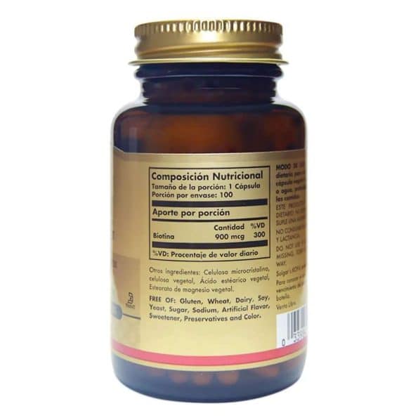 Biotin 900mcg x100 Capsulas Solgar