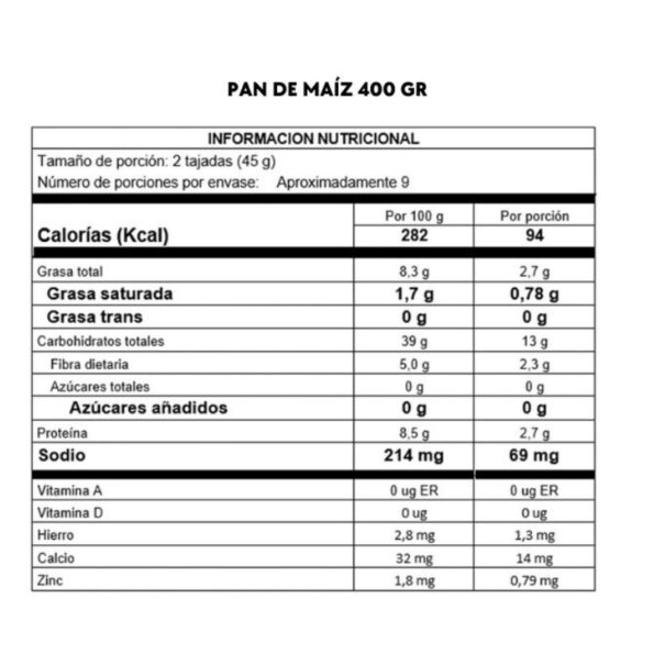 Pan Tajado De Maiz 400gr De Alimentos Para La Vida