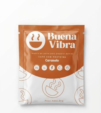 Café con proteína sabor caramelo mezcla en polvo x 30g Buena Vibra