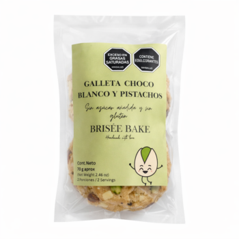 Galleta Choco blanco y pistachos 70 gr brisee bake